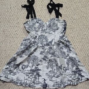 Unicorn, Lion & Witch Pattern Dress with Bow Straps